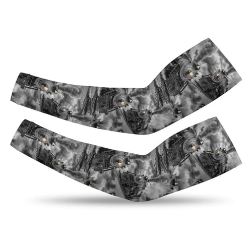 Meaudiwes Fashion Cooling Arm Sleeves Unisex Arm Sleeves Black Steam Train