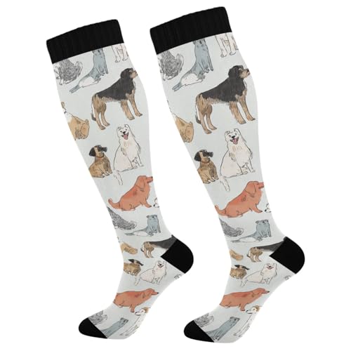 Image of Wusikd Heartbeat Symbol Compression Socks for Women and Men Circulation Black Long Socks for Athletic Running 1