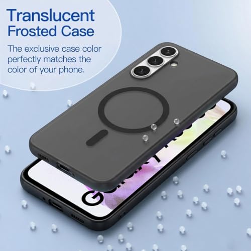 Image of DIZORO Matte Case for Samsung Galaxy A35 Compatible with MagSafe, Camera Lens Full Protection, Shockproof Translucent Frosted TPU Soft Phone Cover, Anti-Fingerprint (Black)