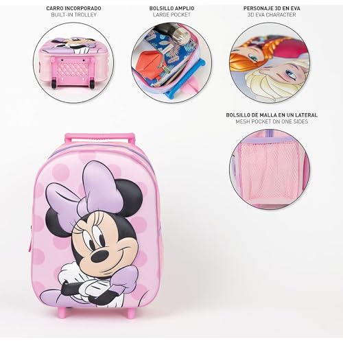 CERDÁ LIFE’S LITTLE MOMENTS Unisex Kinder Trolley 3D Kinderrucksack Minnie, Rosa