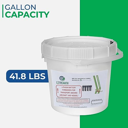 Ez on the Earth - Dry Cell Battery Recycling Container – 3.5 Gallon, Battery Disposal Bin with Lid That Holds up to 41.8 lbs Batteries - Recycling Pail with Cardboard Box - Thumbnail 4