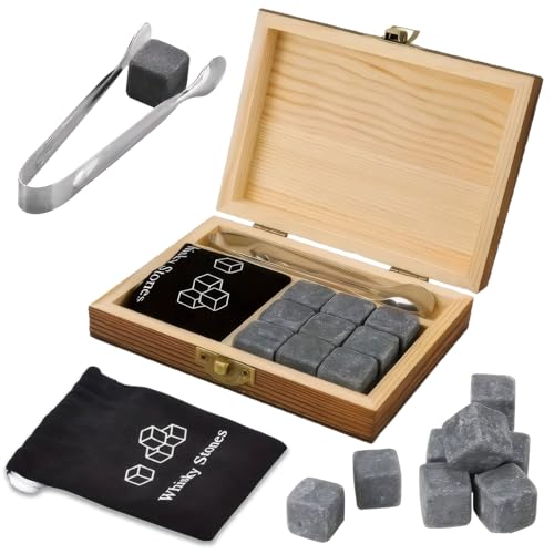 Cnwinu Whiskey Stones Tweezer Whisky Gift Set Men Gifts Xmas Gifts Personalised Gifts For Men Dad Birthday Gifts (Whisky Stones)