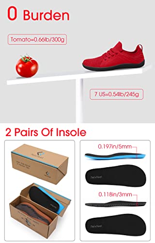Relxfeet Men's Minimalist Barefoot Shoes Wide Toe Zero Drop Sole Lightweight Slip-On Volleyball Shoes Cross-Trainer Trail Running Sneakers For Walking Fitness Jogging Wrestling Hiking Lifting Red 12.5 #TOP5
