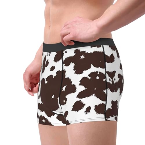 Brown Cow Print Men's Boxer Briefs Breathable Stretch Underwear Novelty Trunk Underwear Comfortable Gym Boxer Briefs3