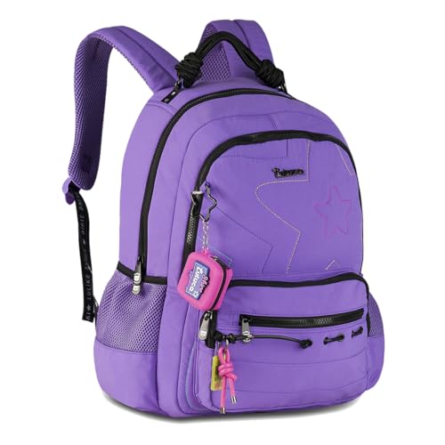Mochila Luluca Costa Feminina Grande Chaveiro Notebook (Lilas)