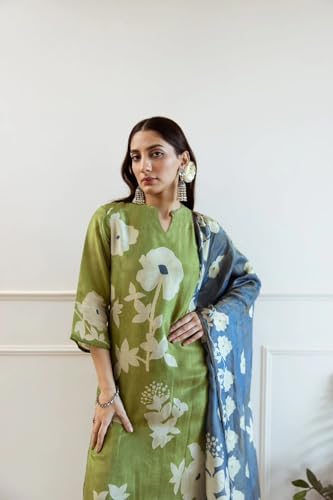 Image of ANNI Designer Viscose Blend Kurta for Women | Kurti Set Woman | Kurta with Pant & Dupatta | Printed Straight Suit | Ethnic Indian Outfit Office Casual Traditional Clothing Fashion Style