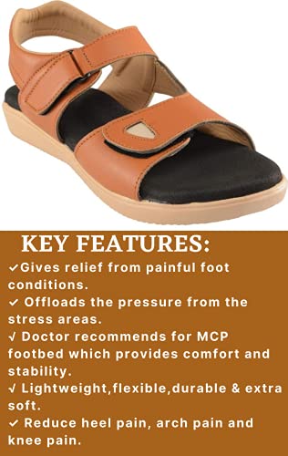 Image of HEALTH FIT Extra Soft Ortho Care Diabetic & Orthopedic Sandal /Doctor Sandal Footwear with Arch Support Women Brown