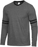 Decrum Mens Long Sleeve Shirts - Casual Crew Neck Full Sleeves Ringer Tee Men