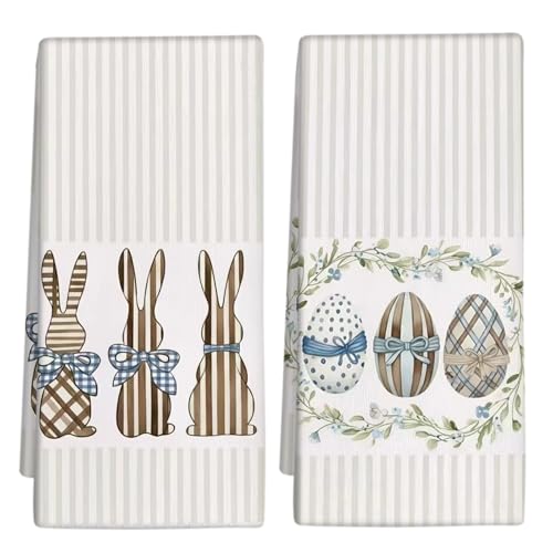 Puomue 2 Pack Easter Kitchen Towels Dish Towels 16 Inch X 26 Inch Lint Free Spring Decoration Hand Towels for Home 1