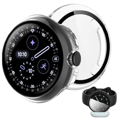 BUITFOU For Google Pixel Watch 4 �J�o�[ 41MM Pixel Watch 4 �J�o�[ �[�d���T�|�[�g �����^ PC+�K���X�f�� ��̌^ �S�ʕی� �����ȒP �ϏՌ� �����ߗ� �w��h�~ ���h�~�i41MM,�N���A�j