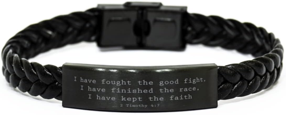 Christian Bracelet,2 Timothy 4:7,I Have Fought The Good Fight,Bible Verse Bracelet,christian For Men Women dad