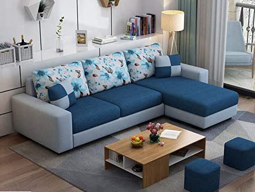 Image of Casaliving - Azania LHS 4 Seater L Shape Sofa Set for Living Room (Black & Grey Fabric)