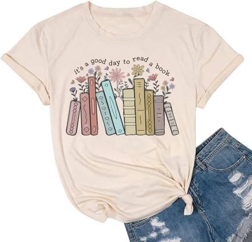 It’s a Good Day to Read A Book Shirt Womens Book Lover Teacher Shirts Bookworm Reading Retro Floral Bookish Shirts