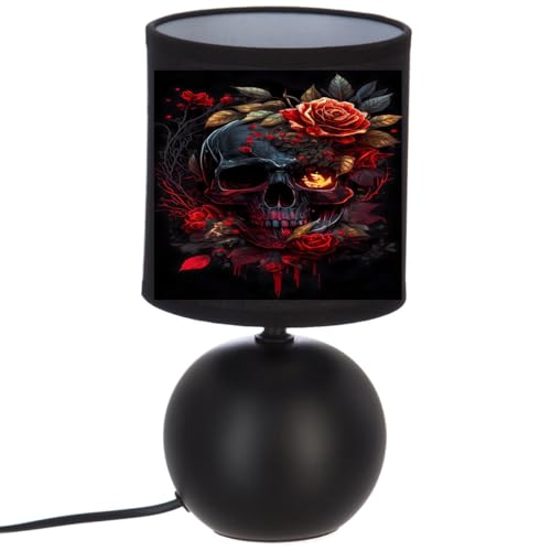 Lampe de chevet Noir tete de mort Rose Rouge