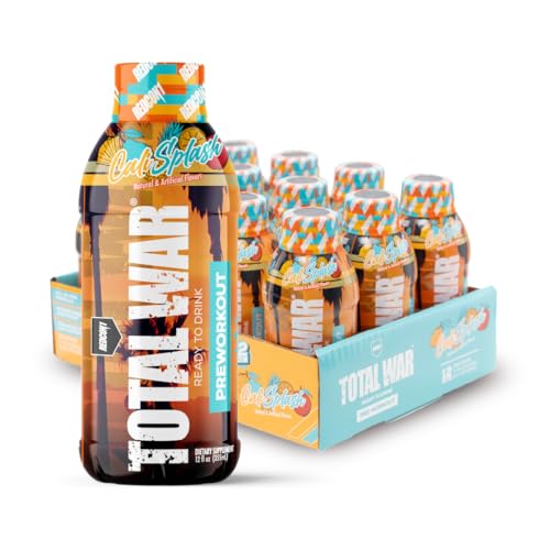 REDCON1 Total War Ready to Drink Pre Workout - Endurance Boosting, Keto Friendly RTD Formula - Amino Acid + Citrulline Malate Pre Workout Drink for Men & Women (Cali Splash, 12 Servings)