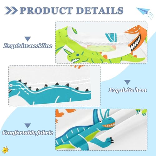 Cartoon Dinosaur Roaring Orange Black Short Sleeve Kids Bathing Suits Boys Big Girls Swimsuits Girls Rash Guard Top for 3-12 Years Traje de bano para nino3