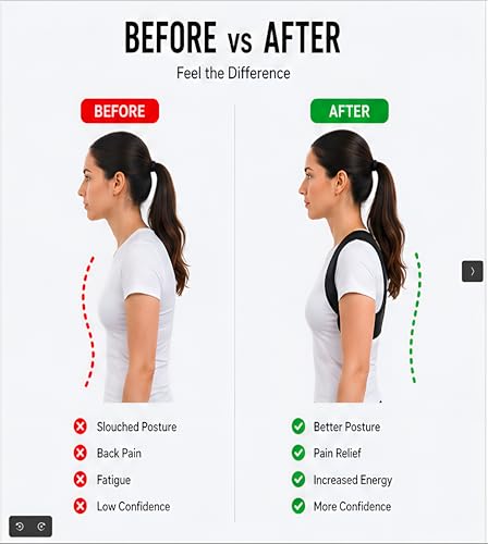 Image of ZEDAN Neoprene Posture Corrector Belt for Men & Women | Shoulder & Back Support Brace | Comfortable Clavicle Strap | Back Straightener Support For Spine & Body Posture Correction | Free Size
