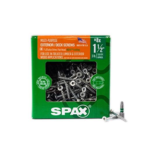 SPAX #8 x 1-1-2 Exterior Flat Head Deck Wood Screws Construction Torx T-Star Plus (550 EA) 3 LB Bit Included Rust Resistant