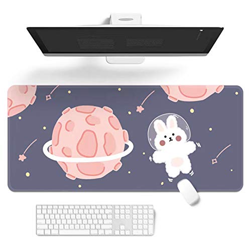 Kawaiiデスクマット、かわいいマウスパッド、大型ゲーミングデスクマウスマット漫画キーボードパッド、ゲーミング用ラップトップデスクマットホームオフィスワーク(32 x 12インチ) (pink)