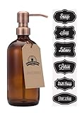 Amber Glass Bottle Soap and Lotion Dispenser with Copper Pump - Bird Head - 16 oz - by Jarmazing Products