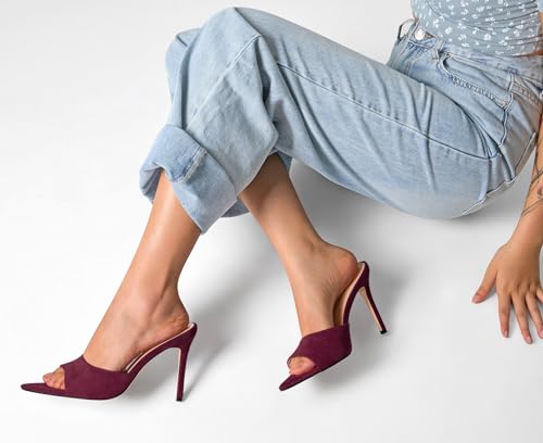 Image of TNYNFBEB Womens Stiletto High Heel Pointed Open Toe Sandals Mules Shoes Slingback Slip-on Prom Party Dress Summer 3.9 Inches Heels