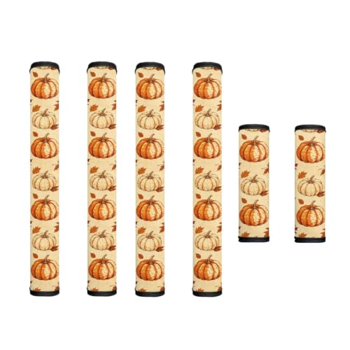Image of 6 Pcs Refrigerator Microwave Door Handle Covers Electrical Appliances Handle Protector Keep Clean and Protected from Oil Stains, Fingerprints, Pumpkin Fall Maple Leaf Print Beige