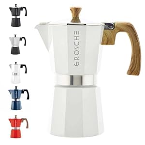 GROSCHE Milano Moka Stovetop Espresso Coffee Maker 9 Cup 450 ml White