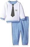 Calvin Klein Baby Sweater with Pants Set, White, 0-3 Months