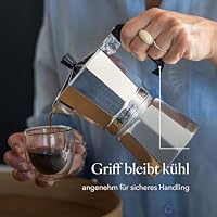 FLORINA Aluminium Espressokocher 3 Tassen (135 ml) I Herdplatten Espressomaschine GRANDE I Espresso Kaffeekanne zur Zubereitung von Italienischen Espresso I Geeignet für Keramikherd Elektroherd Gas – Ansicht 3