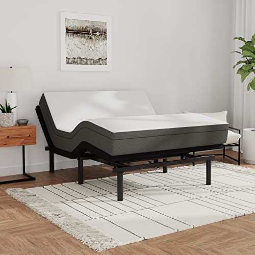 Image of Blissful Nights e3 Queen Adjustable Bed Base Frame with 10 inch Medium Firm Gel Infused Memory Foam Mattress