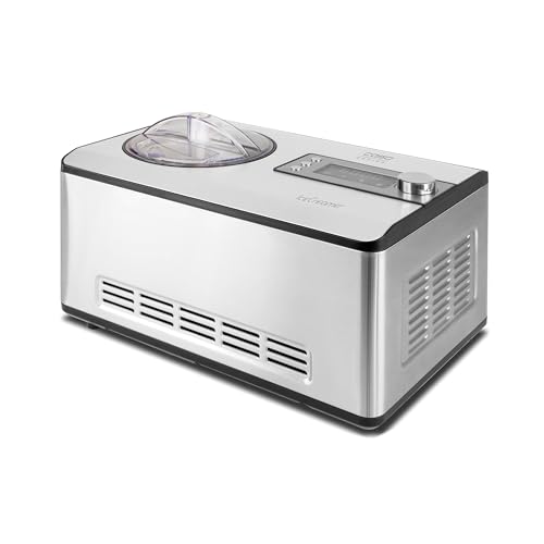 Caso Ice Creamer-2 in 1 Design Eismaschine und Joghurtmaschine mit Kompressortechnik, Produziert bis zu 2 Liter Eiscr Máquina de Hielo, 180 W, Acero Inoxidable Plástico, Plata