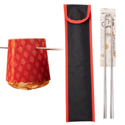 ROCKSHEAT 5-Pack Stainless Steel Panettone Pins with Storage Pouch - 15.75" Heavy-Duty Baking Pins for Italian Christmas Bread & Grilling