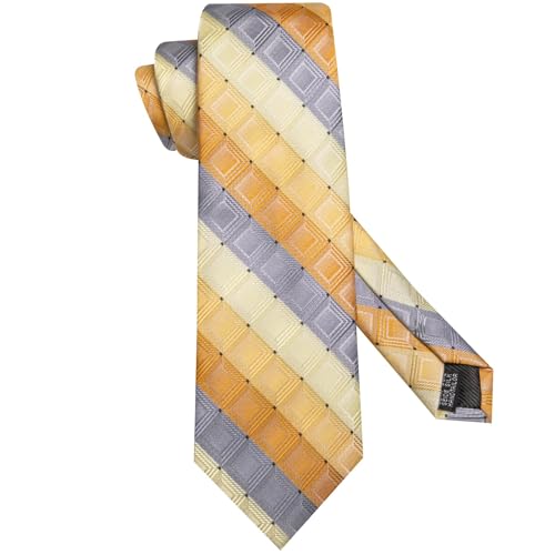 Image of Dubulle Mens Tie Set Solid Paisley Silk Striped Necktie for Men with Cufflinks Tie and Pocket Square