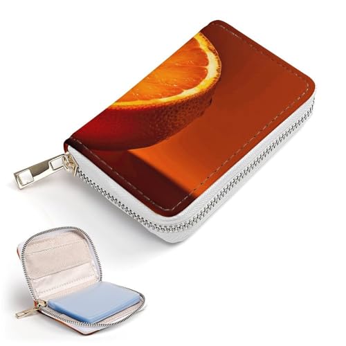 RFID Credit Card Holder Wallets for Women Cute Small Leather Ladies Cardholder Wallets Half An Orange Card Organizer Case with Zipper2