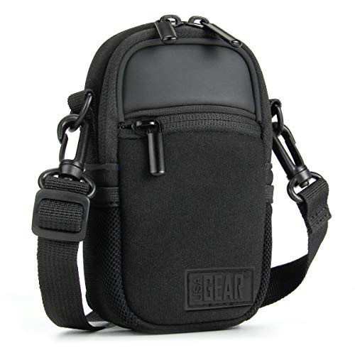 USA Gear Custodia per Fotocamera Compatta (Nero Pieno) Punta e Spara Borsa per Fotocamera con Tasche per Accessori, Parapioggia e Tracolla Compatibili con Sony CyberShot, Canon PowerShot e Altro