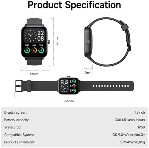 Smart Watch for Men Women (Answer/Make Call), Alexa Smartwatch Compatible with Android iOS, Fitness Tracker with Heart Rate SpO2 Sleep Monitor, 1.8'' HD DIY Dial Waterproof Watch with Bluetooth Call — view 8