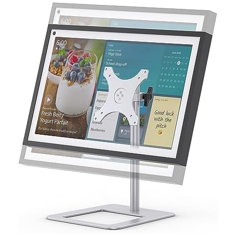 Laivli Tilt Stand for Echo Show 15, Easy to Adjust The Height with Thumb Screw, Aluminum Mount for Echo Show 15 Swivel and Tilt (Silver) Cover