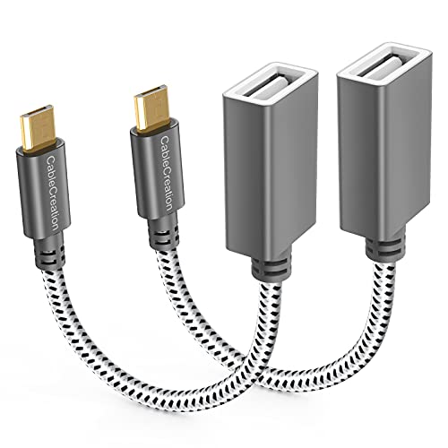 CableCreation [2-Pack] Micro USB 2.0 OTG Cable Braided On The Go Adapter Micro USB Male to USB Female for Samsung or Other Smart Phones with OTG Function, 6 Inch/Space Gray Aluminium by CableCreation - Used condition - CA$15.19