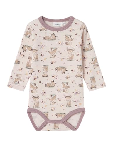 NAME IT Baby-Mädchen Nbfwillit Wool Ls Body Langarmbody, Rosa, 80