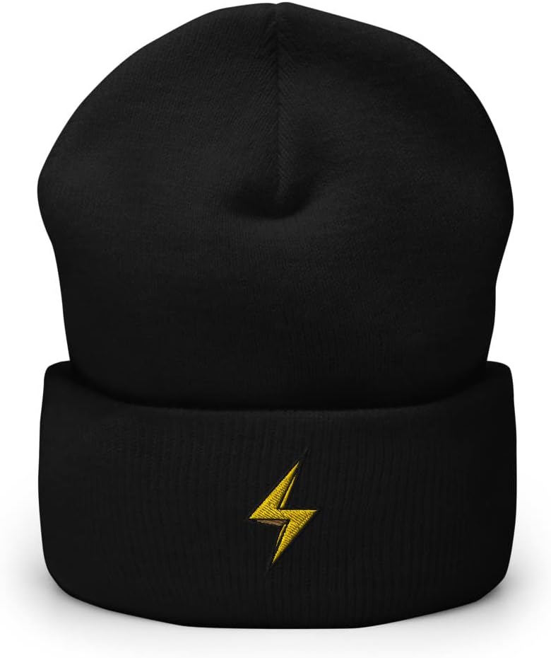 Lightning Bolt Beanie Unisex Adult Embroidered Cuffed