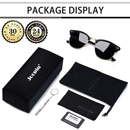 Joopin Semi Rimless Polarized Sunglasses Women Men Retro Brand Sun Glasses With Case (Matte Black Frame Black Lens) #TOP4