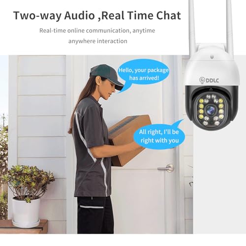 Image of DDLC Smart 1080p Wireless WiFi IP CCTV Security 1080p PTZ Outdoor IP66 Waterproof Pan Tilt Speed Dome Home Surveillance Camera with Motion Detection Two Way Audio Communication (Black PTZ)