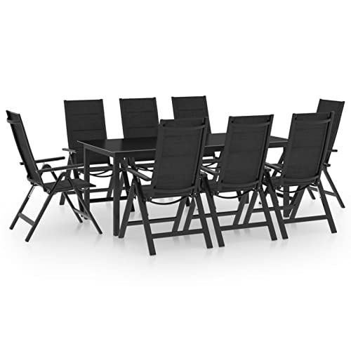 ZEYUAN 9-TLG. Garten-Essgruppe, Gartentisch Mit Stühlen Set, Gartenmöbel Set, Sitzgarnitur Garten, Esstisch Stühle Set, Gartensitzgruppe, Garten Möbelsets, Aluminium Anthrazit