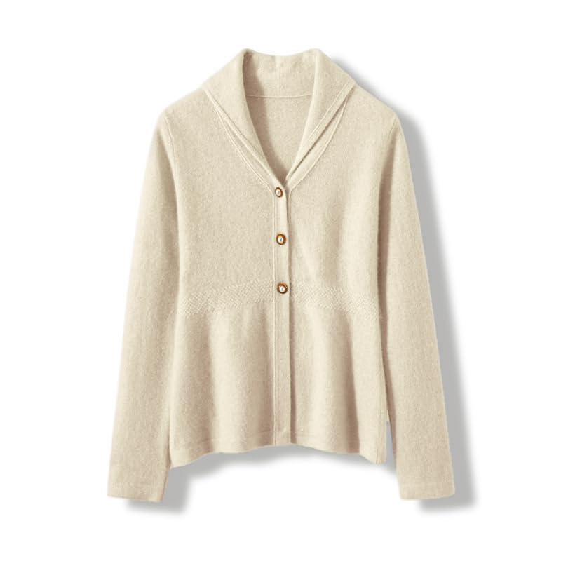 Gozoloma Womens Long Sleeve Knit Sweater Ribbed Waist Collared V-Neck Cardigan Button Down Peplum Tops