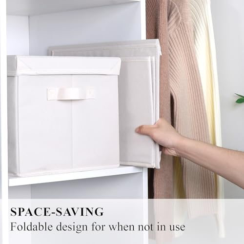 Image of WUIKE Fabric Storage Bins with Lids, Beige, Extra Large, 3-Pack