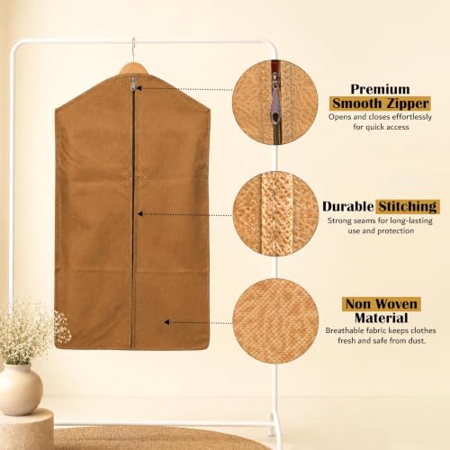 Image of JD FRESH 6 Pack Double Pocket Hanging Saree Bag for Wardrobe /Non Woven Clothes Bags for Storage /Breathable Hanging Saree Covers /Transparent Window Cloth Storage Bag /Stoarge Covers with Zip(Orange)