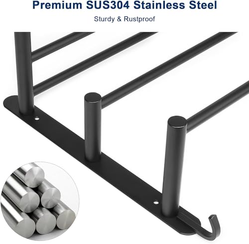Nearmoon Bathroom 3 Tier Towel Shelf-Premium Sus304 Stainless Steel Towel Rack With Double Towel Bar thumb #3
