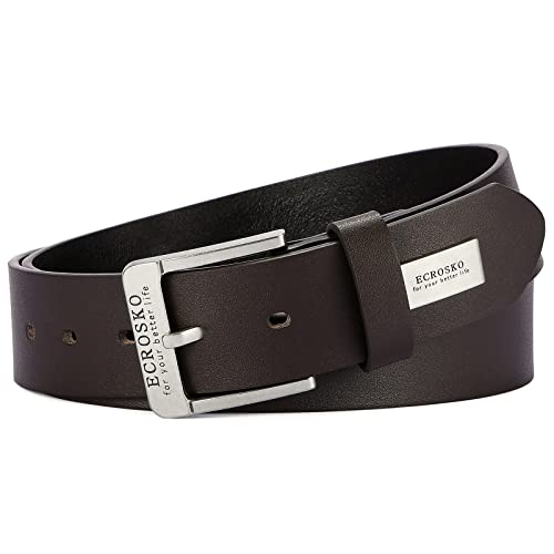 Genuine Leather Dress Belts For Men, Men Belts for Jeans Casual Dress Work Business with Metal Buckle