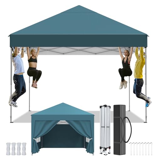 Kuro-sagol Tonnelle de Jardin 2.5x2.5m,Tonnelle Pliante,Tente de camping avec 4 Côtés、Sac de Transport,Imperméable,Anti UV50+，Hauteur Réglable，Tente...