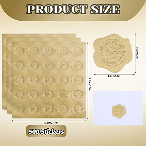 Whaline 500Pcs Envelope Seal Stichers Christmas Gold Embossed Wax Seal Self-Adhesive Merry Christmas Looking Envelope Seals For Holiday Business Wedding Greeting Cards Gift Packages Party Favors #TOP1
